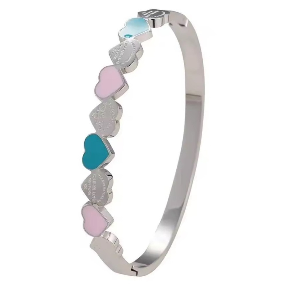Colorful Heart Gold Bangle Bracelet - Picture 3 of 5